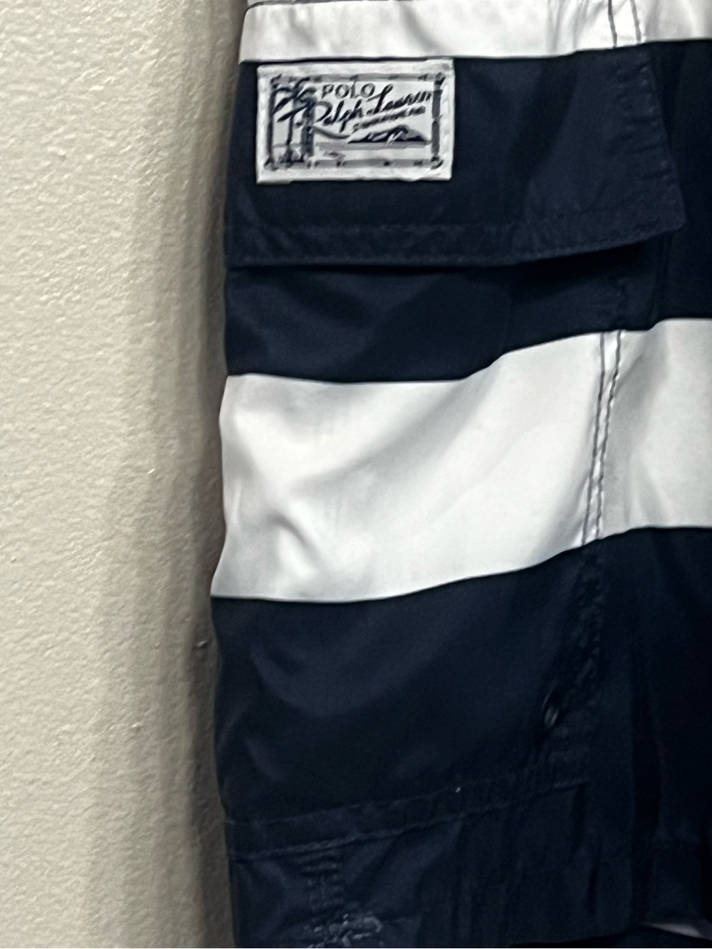Polo by Ralph Lauren Yellow Navy White Striped Swim Trunks XL Color block Beach - Picture 4 of 11